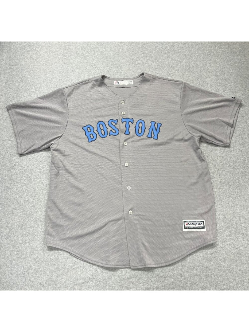 Majestic Boston Red Sox Jersey 2XL Gray Blue Lettering Cool Base MLB Made In USA